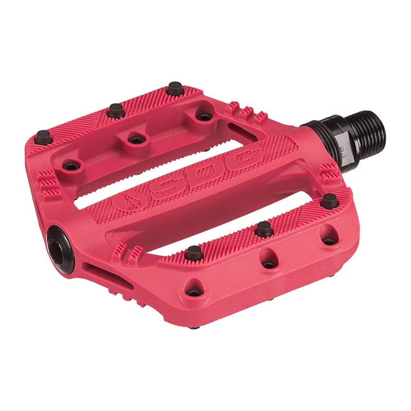 Load image into Gallery viewer, SDG Slater 90 Kids Platform Pedals 9/16" Nylon Composite Body Removable Pins Red
