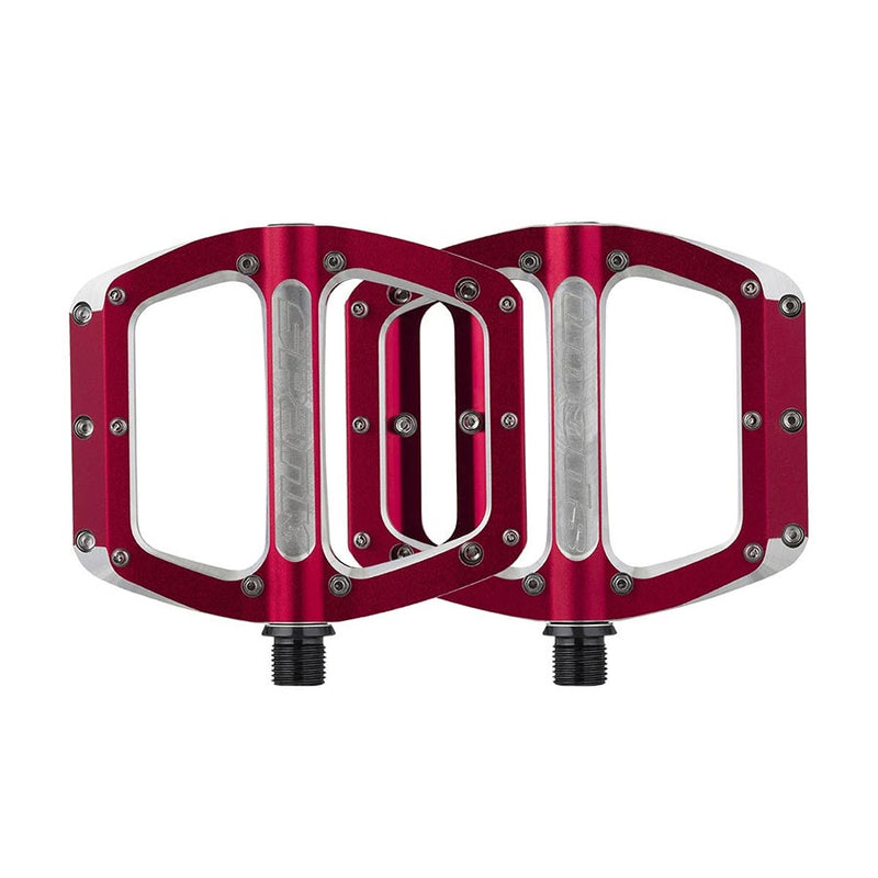 Load image into Gallery viewer, Spank Spoon 110 Platform Pedals 9/16" Concave Alloy Body Replaceable Pins, Red
