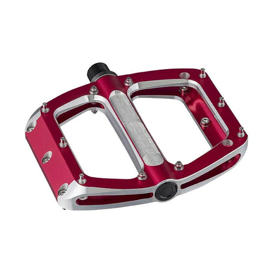 Spank Spoon 110 Platform Pedals 9/16" Concave Alloy Body Replaceable Pins, Red