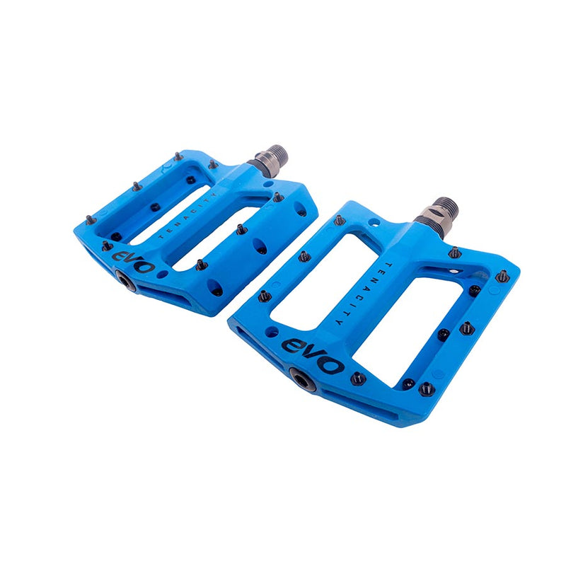 Load image into Gallery viewer, EVO Tenacity Platform Pedals, Body: Nylon, Spindle: Cr-Mo, 9/16&#39;&#39;, Blue, Pair
