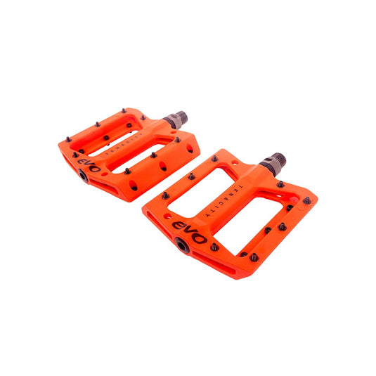 EVO Tenacity Platform Pedals, Body: Nylon, Spindle: Cr-Mo, 9/16'', Orange, Pair