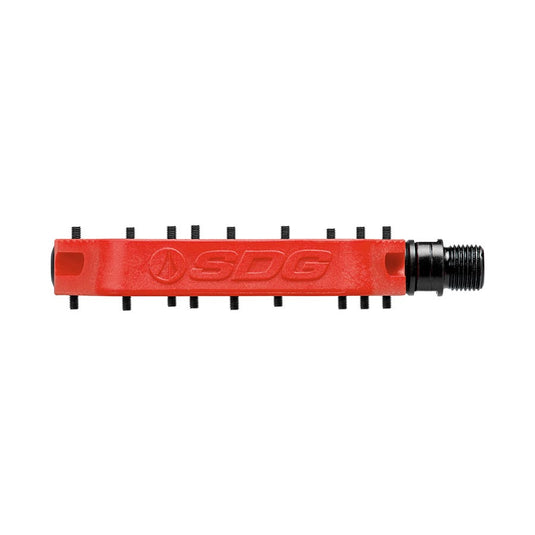 SDG Comp Platform Pedals 9/16" Chromoly Axle Composite Body Removable Pins Red