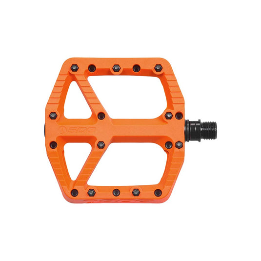 SDG Comp Platform Pedals 9/16" Axle Composite Body 18 Replaceable Pins Orange