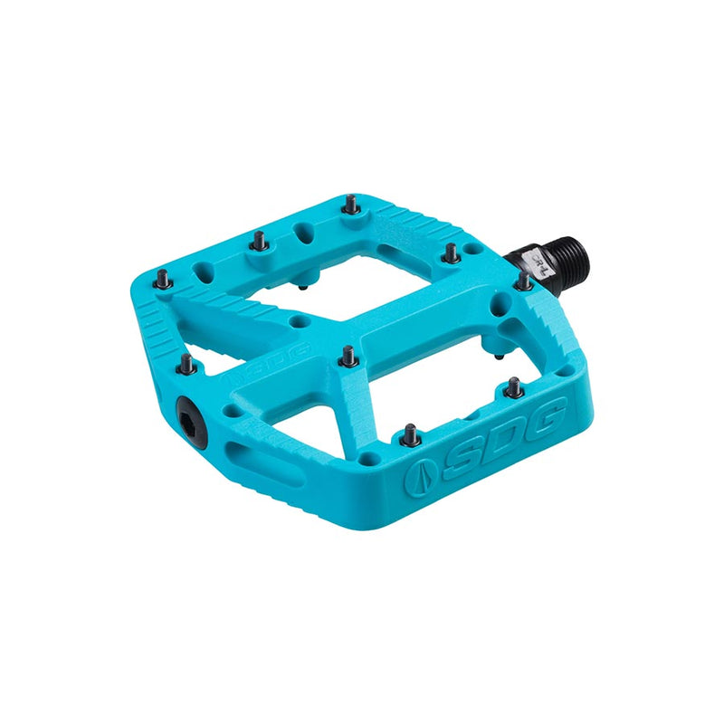 Load image into Gallery viewer, SDG Comp Platform Pedals 9/16" Axle Composite Body 18 Removable Pins Turquoise
