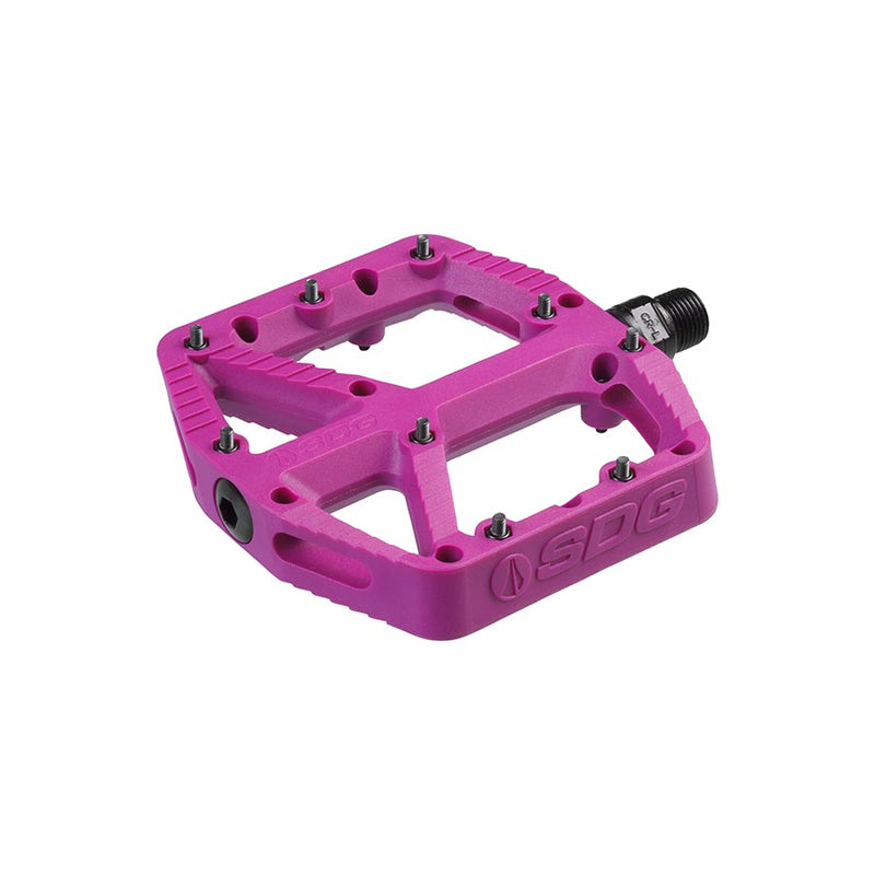 Load image into Gallery viewer, SDG Comp Platform Pedals 9/16" Axle Composite Body 18 Replaceable Pins Purple
