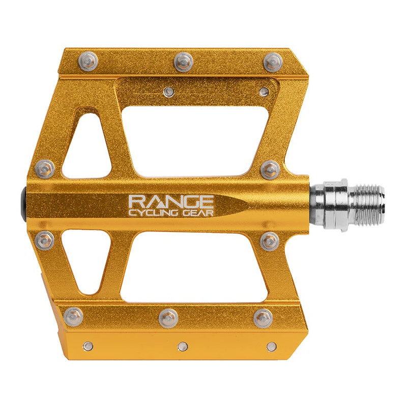 Load image into Gallery viewer, RCG Trailhead Platform Pedals, Body: Alloy, Spindle: Cr-Mo, 9/16&#39;&#39;, Gold, Set
