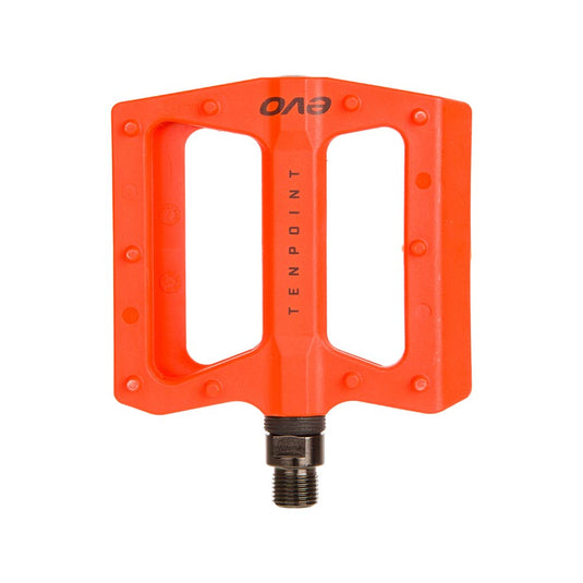 EVO Tenpoint Platform Pedals, Body: Nylon, Spindle: Cr-Mo, 9/16'', Orange, Pair