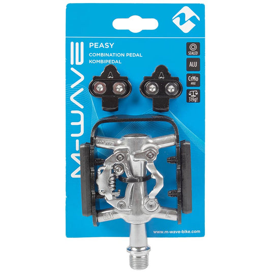 M-Wave Peasy Dual Sided Pedals, Body: Aluminum, Spindle: Cr-Mo, 9/16'', Black