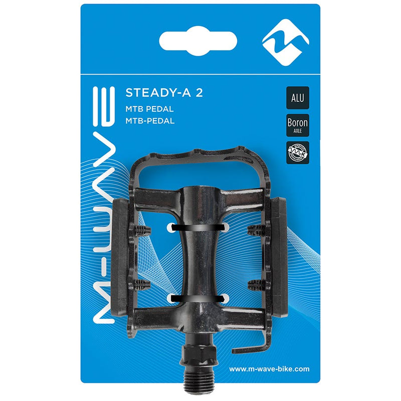 Load image into Gallery viewer, M-Wave Steady-A 2 Pedals Body: Aluminum, Spindle: Boron Steel, 9/16'', Black, Pair
