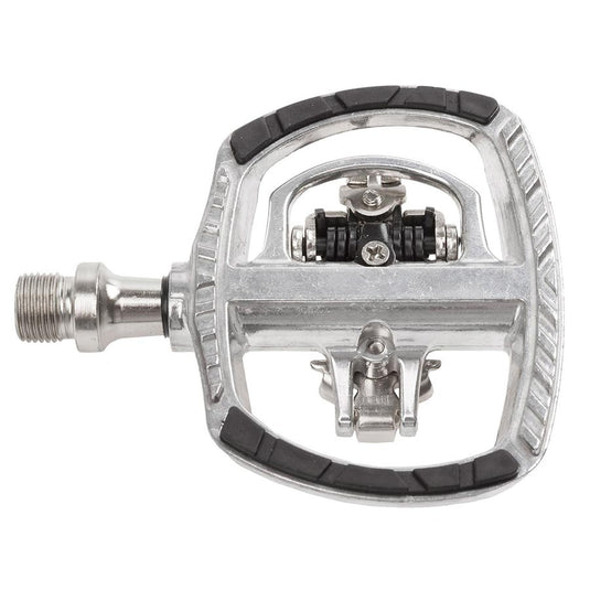 M-Wave DRAG-T1 Dual Sided Pedals, Body: Aluminum, Spindle: Cr-Mo, 9/16'', Silver, Pair