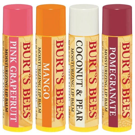 Burt's Bees Lip Balm Super Fruit Blast 4-Pack - Nourishing Lip Care Set