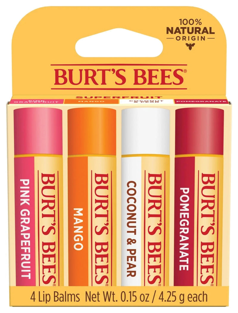 Load image into Gallery viewer, Burt's Bees Lip Balm Super Fruit Blast 4-Pack - Nourishing Lip Care Set
