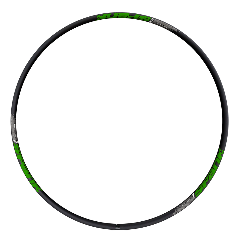 Load image into Gallery viewer, Pack of 2 Spank 350 Tubeless Mountain Bike Rim, 29" Disc Only, Black/Green 32H

