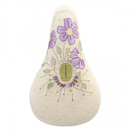 Odyssey X Bloom BMX Seat - Pivotal, Cream Corduroy w/ Floral Embroidery, Fat