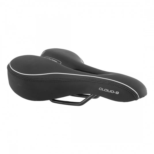 Cloud-9 Men's Bicycle Comfort Saddle Bundle with Ventilated Relief Channel, Soft Touch Vinyl, Steel Rails