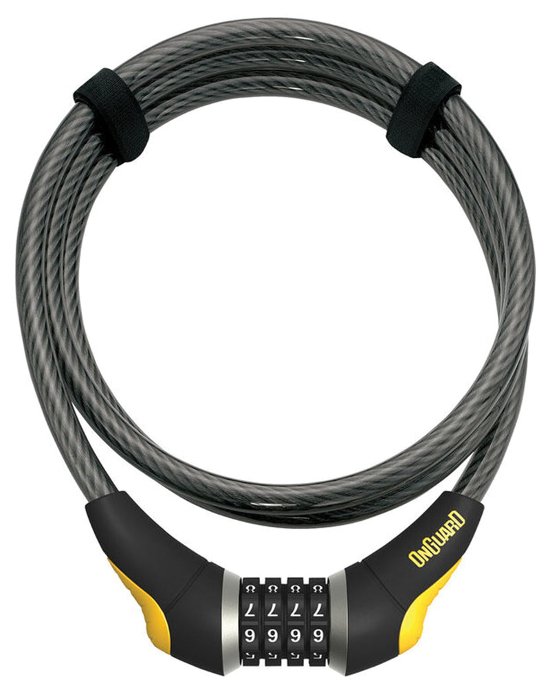Load image into Gallery viewer, OnGuard Akita Resettable Combo Cable Lock 6' x 12mm Diameter Gray Coiled
