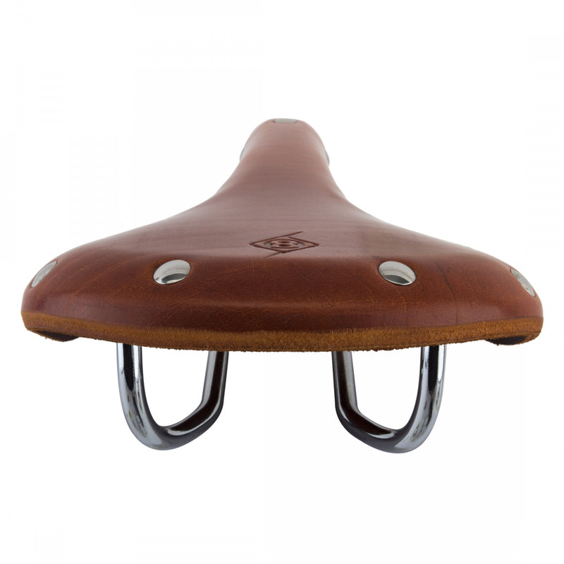 Load image into Gallery viewer, Origin8 Classic Saddle - Honey Leather 155mm Width Chromoly Rails
