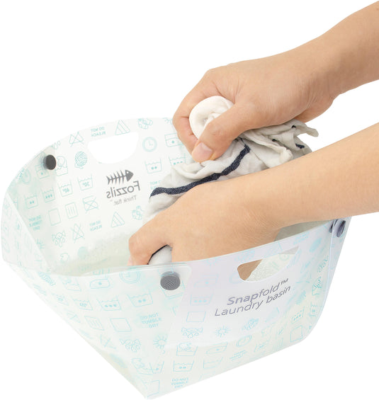 Fozzils Foldable Laundry Basin in White - Space-Saving and Portable Solution for Laundry Needs