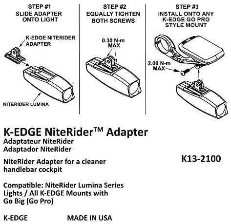 K-EDGE Aluminum NiteRider Adapter for K-EDGE Go Big Mounts And Combo Mounts