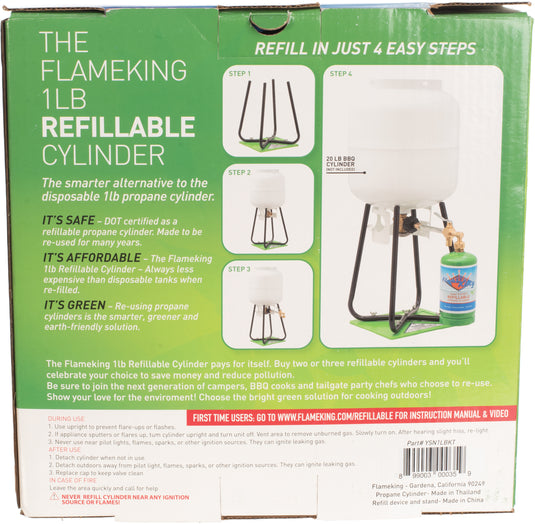 Flame King Olicamp Refill Propane Kit - Convenient Refill Valve with 1L Canister