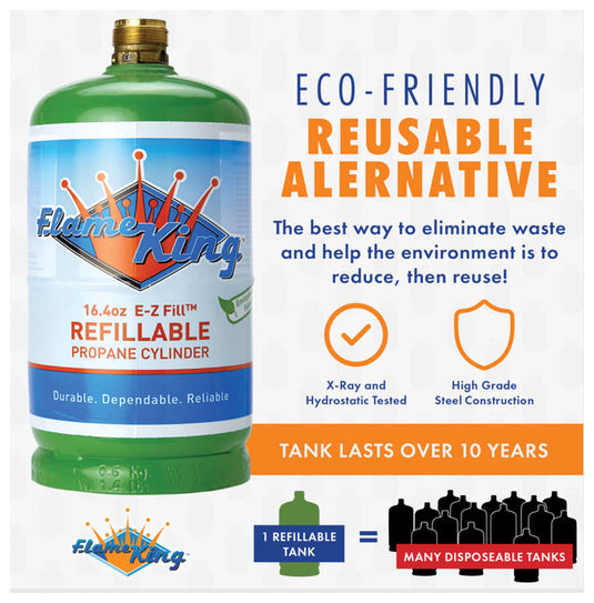 Flame King Olicamp Refill Propane Kit - Convenient Refill Valve with 1L Canister