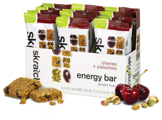 Skratch Labs Anytime Energy Bars: Cherry Pistachio - Fuel Your Day Anytime! Pack of  12