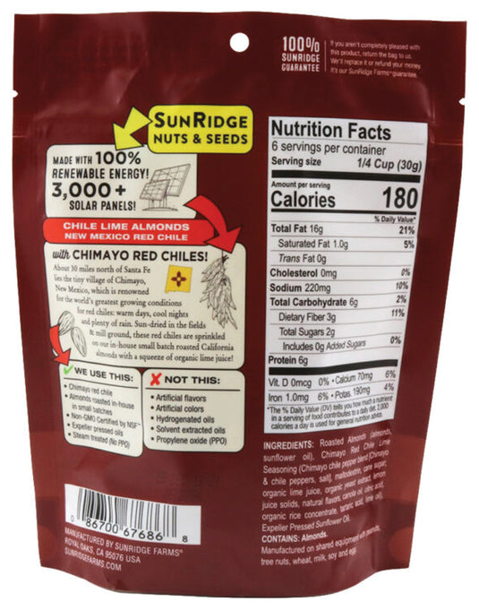 Sunridge Farms Sunridge Almonds Almonds Chipolte/lime/red Chil Snacks
