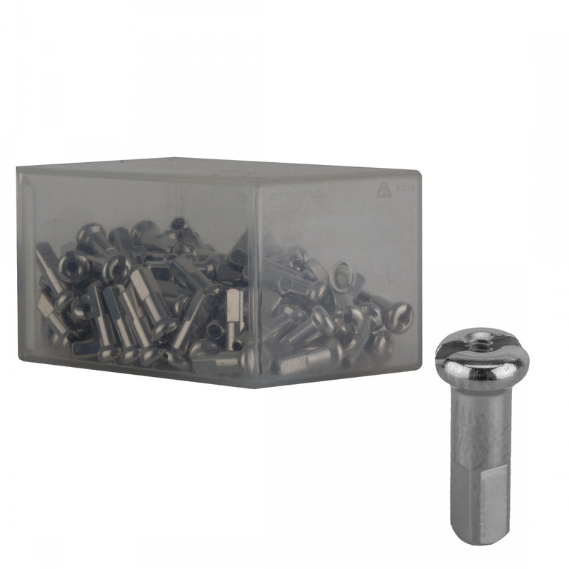 Load image into Gallery viewer, DT Swiss Brass Spoke Nipples 2.0mm 14mm Silver Nickel Plate - Durable, Premium Wheel Building Parts
