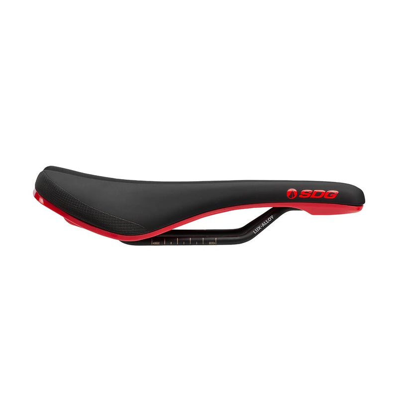 Load image into Gallery viewer, SDG Components Bel-Air V3 Lux-Alloy, Saddle, 260 x 140mm, Unisex, 236g, Black/Red
