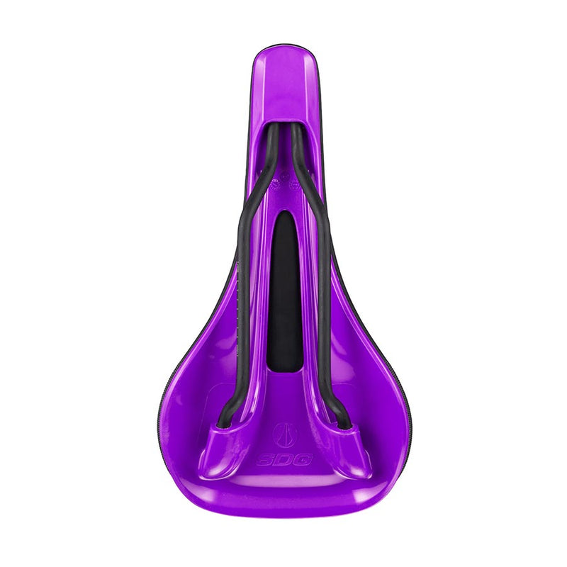 Load image into Gallery viewer, SDG Bel Air V3 Saddle - Black/Purple 140mm Width Lux Alloy Rails Unisex
