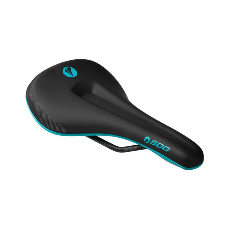 Load image into Gallery viewer, SDG Components Bel-Air V3 MAX, Saddle, 260 x 140mm, Unisex, 255g, Black/Turquoise
