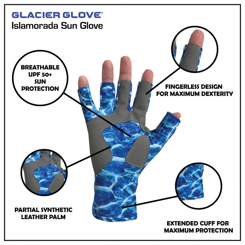 Load image into Gallery viewer, Glacier Glove Islamorada Sun Gloves in Blue Camo - Size Medium
