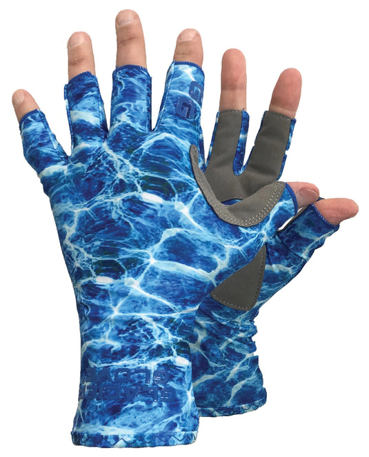 Glacier Glove Islamorada Sun Gloves in Blue Camo - Lightweight and Protective