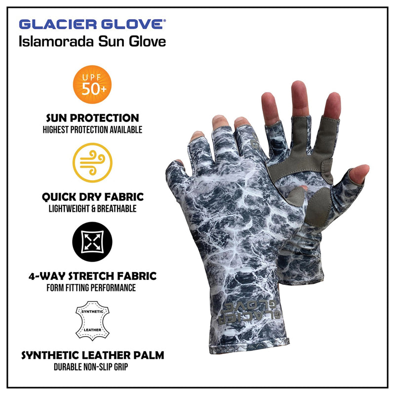 Load image into Gallery viewer, Glacier Glove Islamorada Sun Gloves in Gray Camo - Stay Protected in Style!

