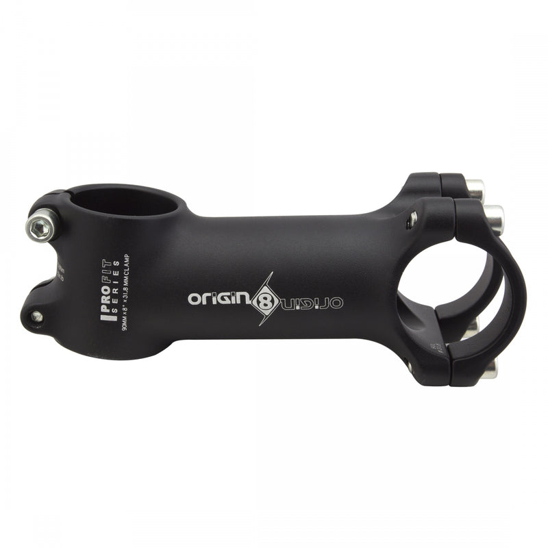 Load image into Gallery viewer, Origin8 Pro Fit Alloy Ergo Stem Road/MTB 31.8 mm 90 mm +/- 8Â° Black
