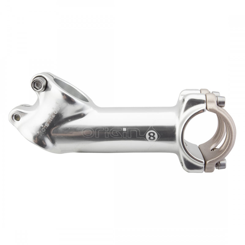 Load image into Gallery viewer, Origin8 Pro Fit Ergo Stem 25.4 or 31.8 mm 110mm +/- 35Degree Silver Aluminum
