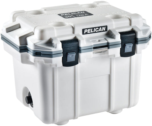 Stay Cool Anywhere with the Pelican 30qt Elite Cooler in White/Grey - Premium Quality Cooler for All Your Adventures!