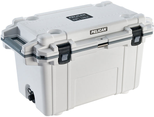 Stay Cool in Style with the Pelican 70qt Elite Cooler in White/Grey