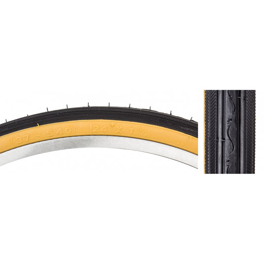 Pack of 2 Sunlite Road 24 x 13/8 Clincher Wire 55 Black/Gum Reflective Road Tire