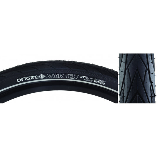 Pack of 2 Origin8 Vortex 27.5x2.0 Wire TPI 65 Black/Black Reflective Road Tire