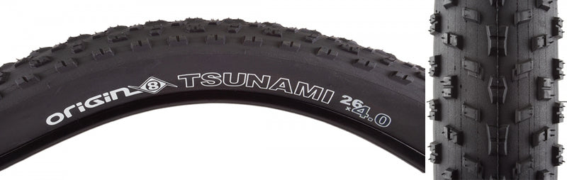 Load image into Gallery viewer, Pack of 2 Origin8 Tsunami 26 x 4.0 Clincher Wire TPI 20 Black/Black Reflective
