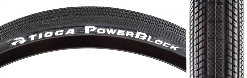 Load image into Gallery viewer, Pack of 2 Tioga PowerBlock 26x2.1 Clincher Wire TPI 65 Blk/Blk Reflective BMX

