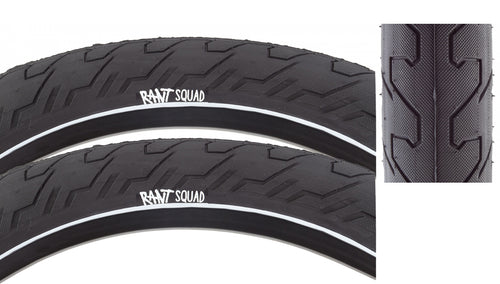 Pack of 2 Rant Squad 20 x 2.3 Clincher Wire TPI 60 PSI 60 Black/Wht Reflective Tire