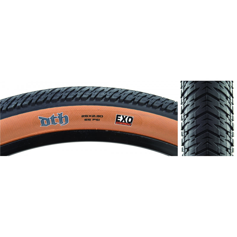 Load image into Gallery viewer, Pack of 2 Maxxis DTH BMX Tire Single Compund Black/Dark Tan EXO Casing 26x2.3
