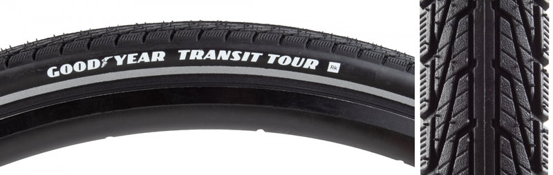 Load image into Gallery viewer, Pack of 2 Goodyear Transit Tour 700x40 Wire 80 Black/Black Reflective Road Tire
