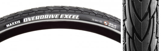 Pack of 2 Maxxis Overdrive Excel Tire Black Silk Shield Reflective 700x47