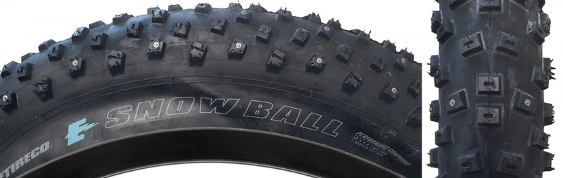 Load image into Gallery viewer, Pack of 2 Vee Tire &amp; Rubber Snowball Studded 120 Stud 20x4.0 Studded Wire TPI 36 Bk/Blk
