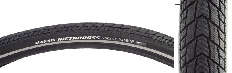 Load image into Gallery viewer, Maxxis Metropass 700x40 Bike Tire Urban Commuter Durable Wire Bead with Reflective Sidewall
