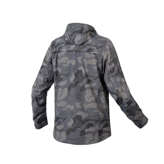 Endura Hummvee Windproof Hooded Shell Jacket, XL , Gray Camo