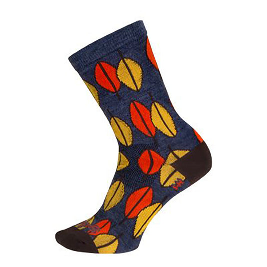 Sockguy Leaves Wool Socks, 5-9, Blue/Red/Yellow
